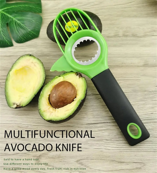Avocado Slicer 3 in 1 with Silicon Handle Core Division Multi-Function Fruit Knife Avocado Pulp Separation Corer Meat Scraper
